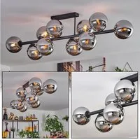 hofstein Deckenleuchte 10-flammige Deckenlampe aus Metall/Glas in Schwarz/Chrom/Rauch, ohne Leuchtmittel, im Retro/Vintage-Design (Schirme Ø 15cm), E14