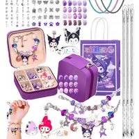 Festivalartikel Armband Set 72-tlg. KUROMI Schmuck-Set: Perlen, Charms, Metallarmbänder