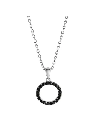 Celesta Silber Halskette Silber 925 rhodiniert 42+3cm lang mit schwarzen Zirkonia-Steinen