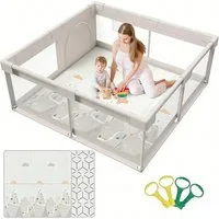 MC Star Laufgitter mit Matte 150x150 cm, Laufstall Baby mit Matratze (Sicher und Geräumig für die Wohnung, Rutschfeste Basis, Atmungsaktives Netzdesign (150X150X64 cm)