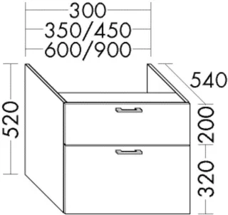 Burgbad Unterschrank Sys30 PG2 Echo 520x1000x540 Weiß Hochglanz, WVIG100461 WVIG100461
