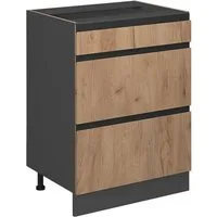 Vicco Unterschrank R-Line Goldkraft Eiche/Anthrazit 60cm J-Shape, ohne Arbeitsplatte (1-St)