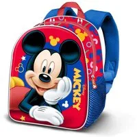 Karactermania Kinderrucksack Micky Maus 3D kleiner Rot Rucksack Kindergartenrucksack, Integriertes Namensschild, 3D Optik