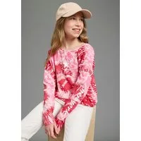 KIDSWORLD Fledermausshirt Batik-Optik Shirt Langarm, mit Gummizug am Saum, stylischer Aufdruck