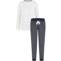 By Louise Schlafanzug Snow Queen (Set, 2 tlg., 2-teilig) Damen Pyjama lang Frottee Langarm Bündchen Baumwolle