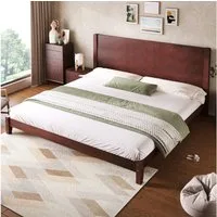 HAUSS SPOLE Holzbett 180x200 mit Lattenrost,Doppelbett Plattformbettgestell Kopfteil,Braun (Plattformbett mit Kopfteil und stabiler Lattenkonstruktion), Kratzfeste Oberfläche,Klassisches Design