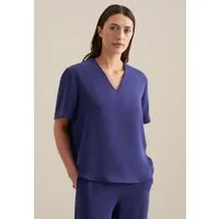 seidensticker Shirtbluse Schwarze Rose Kurzarm V-Neck Uni
