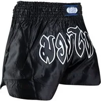 BAY-Sports Sporthose Thaiboxhose REMY Muay Thai Hose Shorts Thaiboxen MMA kurz Kickboxen kurze, leichte, locker sitzende Trainingshose, Schwarz/Weiß