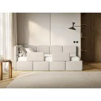 Selsey Kinderbett CLOUDY, Bettkasten, 2x Rausfallschutz, Samt wasserabweisend, 90 x 200 cm