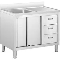 Royal Catering Spülenschrank 100 x 60 x 94,5cm Spülenunterschrank Becken Edelstahl 40x40x30cm Profi