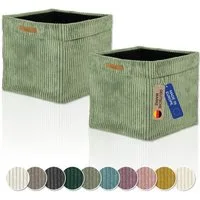 Lycce Regalkorb Kallax Boxen Cord 2er Set salbei, Aufbewahrungsbox faltbar 33x33x31cm (2 St)