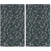 KESPER® Schneide- und Abdeckplatte Herdabdeckplatte, Motiv: Mosaik, ESG-Sicherheitsglas, (Set, 2 tlg), zum Schneiden und Abdecken