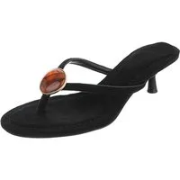 Ital-Design Damen Zehentrenner Pantolette mit Schmuckdetail und Absatz Zehentrenner (91848906) Pfennig-/Stilettoabsatz Sandalen & Sandaletten in Schwarz