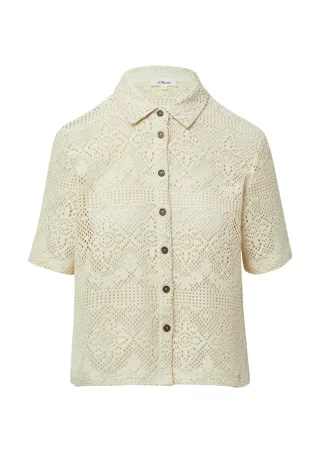 s.Oliver Red Label - Shirt aus Häkelspitze weiß - Gr. - 34