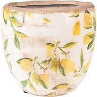 Clayre & Eef Blumentopf Clayre & Eef Blumentopf „Zitrone“ – Gelb, Rund, 18x17cm, Keramik