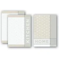 Dyckhoff Geschirrtuch 3 Geschirrtücher HOME & KITCHEN - silber/taupe, Jacquard gewebt, Schnelltrocknend