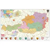 STIEFEL Poster Österreich politisch – PLZ- und Organisationskarte, 137 x 89 cm