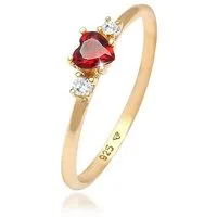 Elli Fingerring Herz Zirkonia Rot Liebe 925 Silber, Herz