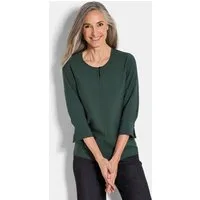 GOLDNER Schlupfbluse Viskosebluse mit 3/4-Ärmeln, Rundhals Strukturierte Bluse mit Halbarm und Ziernaht