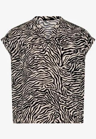 zero - Schlupfbluse mit Zebraprint beige/schwarz - Gr. - 42