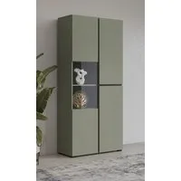 OTTO home Vitrine Cross, Höhe 183,5 cm, moderne grifflose Standvitrine mit 3 Türen Hochschrank mit viel Stauraum, Glastür und verstellbaren Einlegeböden