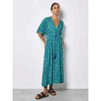 Apricot Midikleid Midikleid (mit Kordel) mit Zebra-Print und Kimono-Ärmeln