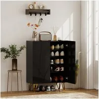 HOMCOM Schuhschrank für 15-20 Paar Schuhe (Größe 43, 1-St., mit Türen) Metallbeine, Schwarz