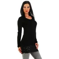 Mellice Longshirt Damen Longshirt Langarmshirt mit Spitze
