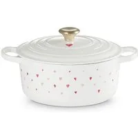 LE CREUSET Bräter LeCreuset Bräter rund Signature 22cm Hearts weiß, Gußeisen