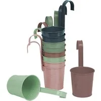 UNUS GARDEN Blumentopf Metall Blumentopf draußen Hängetöpfe mit Henkel (10 teilig in bunten Pastelfarben), Kräutertopf, Hängetopf für Balkon, Garten und Terrasse