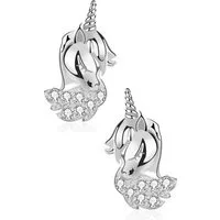 Limana Paar Ohrstecker Einhorn Pferde echt 925 Silber Gold Kinderohrringe Kinderschmuck (Geschenkset, inkl. Geschenkdose), Zirkonia Idee Geschenk für Kinder Mädchen