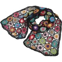 Guru-Shop Halstuch Häkelschal mit bunten Blümchen, Boho Schal -.., Festival, Ethno Style, alternative Bekleidung