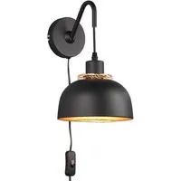 Reality Leuchten LED Wandleuchte, Dimmfunktion, LED wechselbar, warmweiß, mit Stecker und Schalter, Lampenschirm innen mit Drahtgeflecht H: 30cm