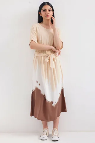 Gradient-Midi-Kleid mit Schleife