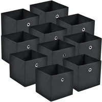 en.casa Faltbox (10 St), Virrat 10er Set Aufbewahrungsbox 30x30x28cm Schwarz