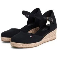 Tommy Hilfiger MID WEDGE ESPAD CLOSED TOE Keilsandalette Plateau, Sommerschuh mit verstellbarer Schnalle, schmale Form