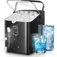 FOHERE Eiswürfelmaschine Eiswürfel in 5 Minuten, Selbstreinigender Mini Eiswürfelbereiter, 14KG in 24 Stunden, 2 Eiswürfel Größen für Küche, Büro, Bar und Party