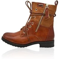 Nowaland Casual Damen Boots mit Warmfutter und Reißverschluss Stiefelette Dekorative Schnürung und kuscheliges Warmfutter
