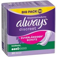 always Inkontinenz-Einlage Discreet Normal, 4, 30-St., Saugstärke 4 - mittlere Blasenschwäche