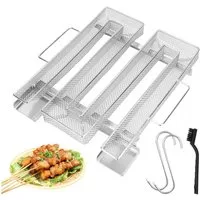 BlingBin Räucherbox Kaltrauchgenerator aus Edelstahl, M-Räucherschnecke mit Henkel (mit 2 Fleischhaken + 1 Reinigungsbürste 1-tlg) Größe: 21,5*22,5*4,5cm Mehrweg Kalträuchern für Kugelgrills, BBQ und Smoker, Räucheröfe