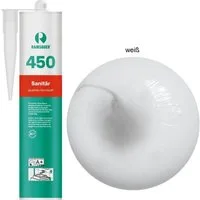 Ramsauer Dichtstoff Ramsauer 450 Sanitär Silikon Dichtstoff 310ml Kartusche weiß, gebrauchsfertig, chemisch widerstandsfähig, schnellhärtend, UV-beständig, pilzhemmend