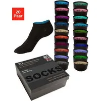 H.I.S Sneakersocken für Damen und Herren, perfekt zu sortieren, mit farbigen Innenbündchen (Box, 20-Paar, Gr. 35-38 bis 47-48) in praktischer Geschenkbox für Beruf und Freizeit