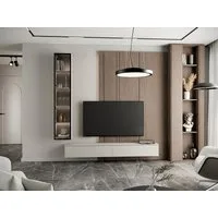 MOEBLINE Wohnwand Wohnwand Medienwand FIVO 2 kaschmir TV-Lowboard Vitrine 2-St