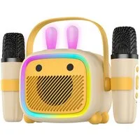 BBG Karaoke-Set für Kinder mit kabellosem Mikrofon & lustigem Design Karaoke-Maschine (5 W, Tragbarer Bluetooth-Lautsprecher mit Lichtshow und Stimmverzerrer)