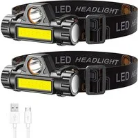 TUWENA LED Stirnlampe Wiederaufladbar Kopflampe IPX4 Wasserdicht (2-St)