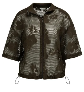 Yaya - Jacke in Häkel-Optik braun - Gr. - 36