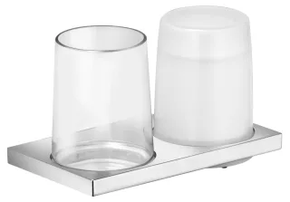 Keuco Doppelhalter Edition 11 11153, kpl. Echtkristall-Glas, Nickel gebürstet, 11153059000 11153059000