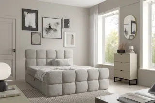Boxspringbett Schlafzimmerbett SATINE PREMIUM 120x200cm Stoff Coral Beige