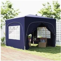 Outsunny Faltpavillon 3x3m, wasserabweisend stabil winterfest, UV Schutz 50+, faltbar, mit 4 Seitenteilen, (Pop-up Pavillon, Partyzelt), mit 4 Seitenteilen, Tasche, für Camping, Garten, Dunkelblau