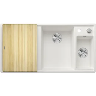 Blanco Spüle 523466 100x51cm, PuraDur weiß, rechts, mit Holzschneidbrett